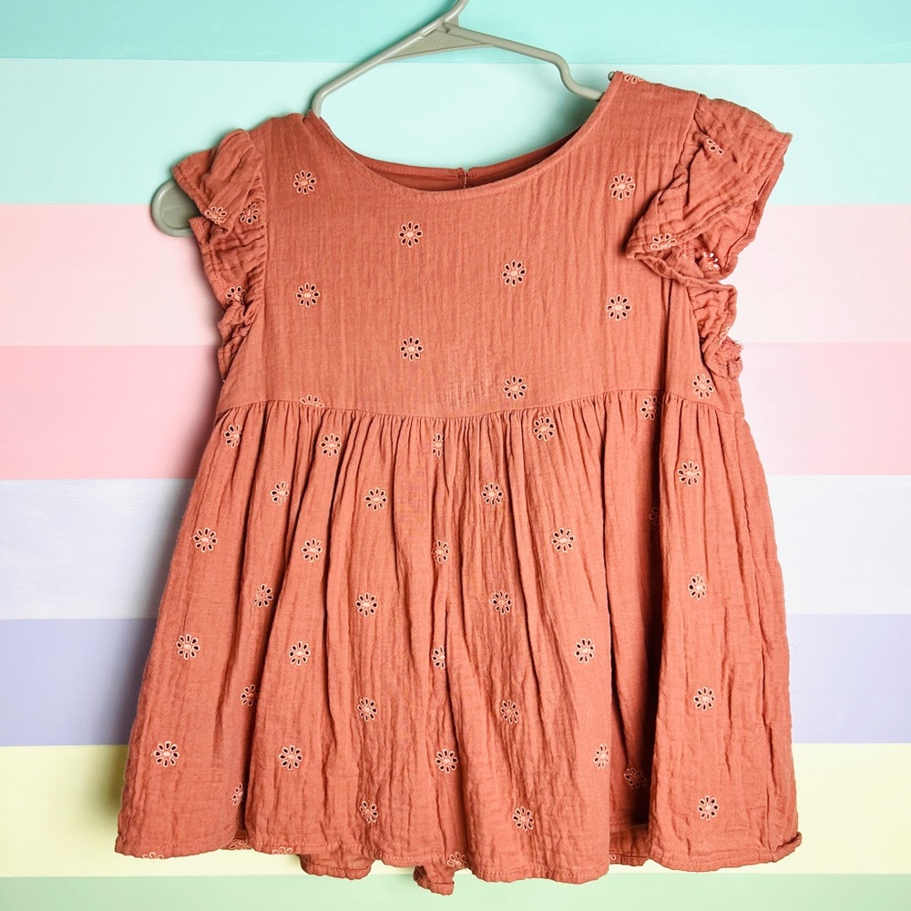 Girls Peplum Top, Size 10/12, Burnt Sienna